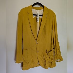 Petar Petrov Iria Blazer Viscose-Silk Blend Mustard Yellow Women's Size 40 / 12